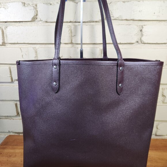 Euc Coach Reversible Burgandy & Tiger Print Tote Bag Purse - Picture 10 of 16